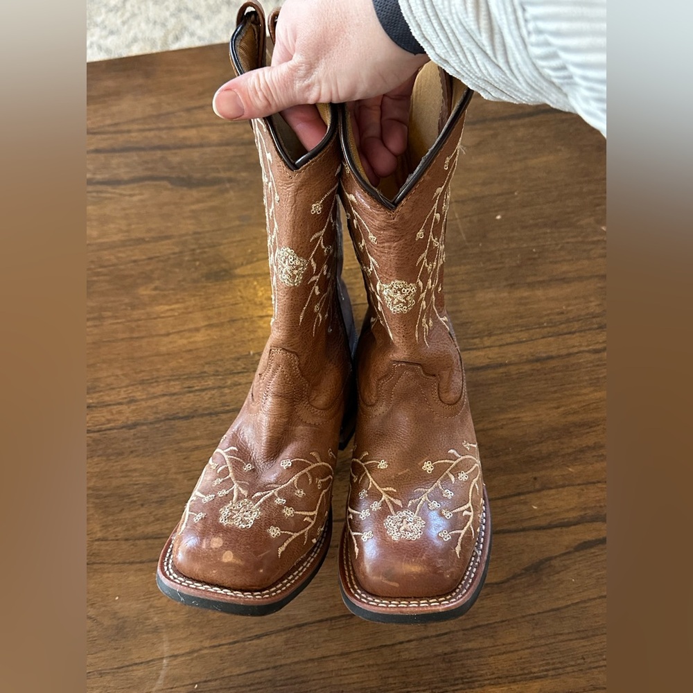 Laredo LA1043 Womens 7M Brown Leather Embroidered Western Cowboy Boots - Picture 4 of 8